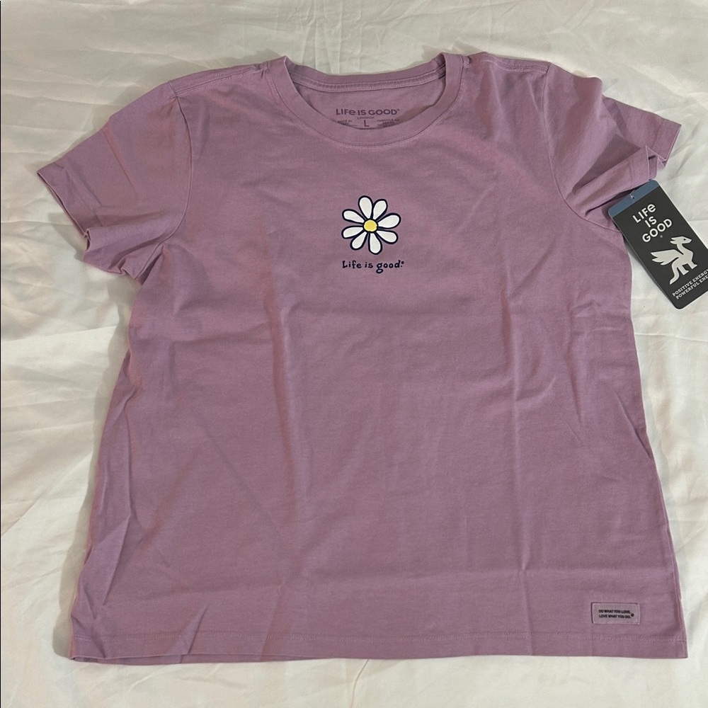 Life Is Good Lavender Tee with Daisy Graphic